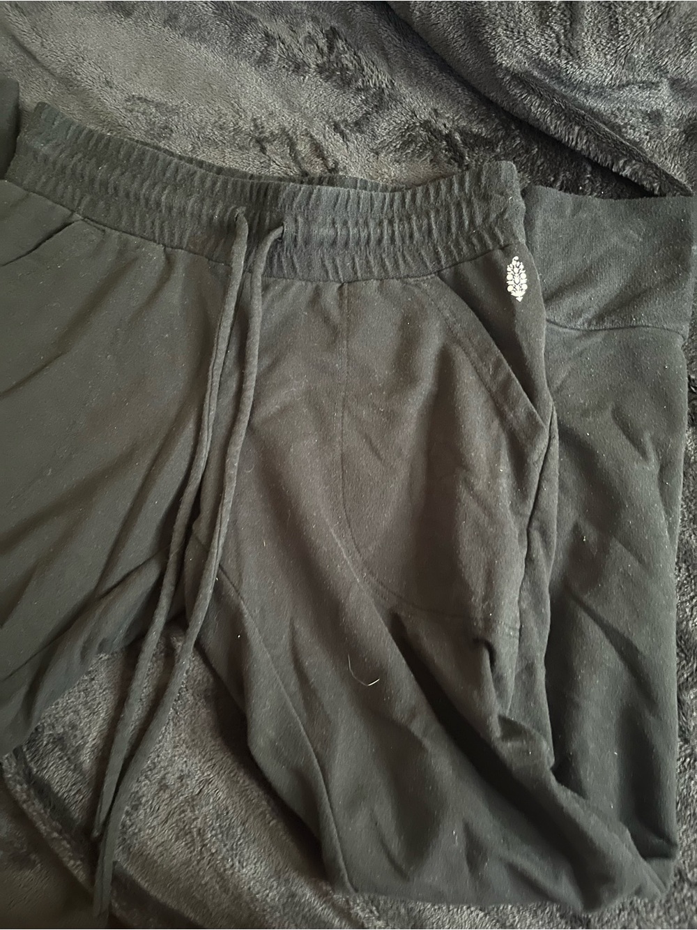 Free People Black Sweatpants with Subtle White Tag Logo